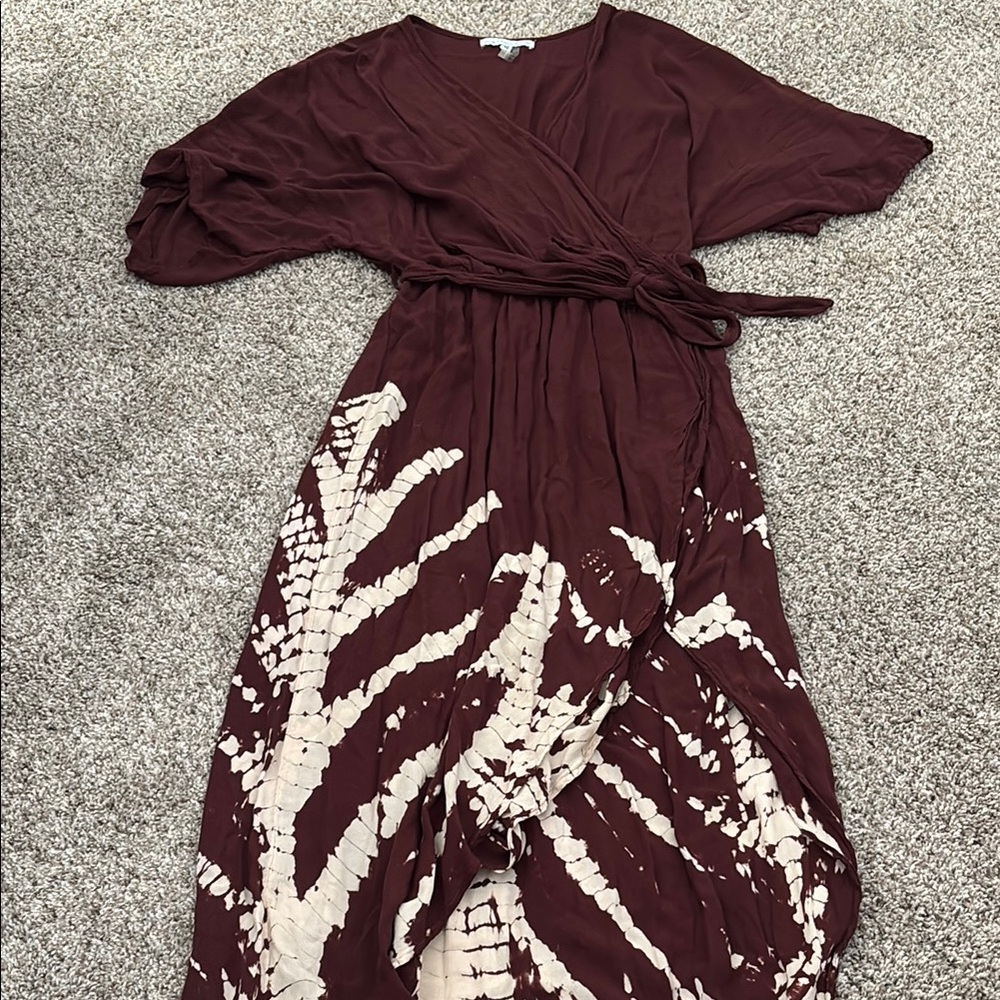 Young Fabulous & Broke burgundy and White wrap sundress